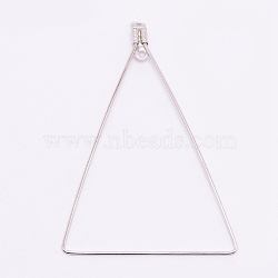 Brass Pendants, for Earring Making, Triangle, Platinum, 50x34x3mm, Hole: 1mm(KK-WH0038-04P)