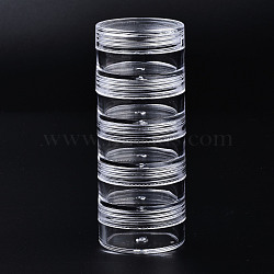 Polystyrene Bead Storage Containers, with 5 Compartments Organizer Boxes, for Jewelry Beads Small Accessories, Column, Clear, 4x10cm, compartment: 3.4x1.9cm(CON-Q038-005)