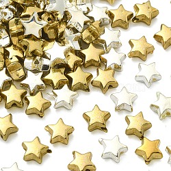 100Pcs 2 Colors CCB Plastic Beads, Star, Golden & Silver, 6x6.5x3.5mm, Hole: 1.2mm, 50pcs/color(CCB-CJ0001-07)