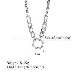 Stainless Steel Pendant Necklaces, Hollow Flower, Stainless Steel Color, 16.54 inch(42cm)(VG5918-1)