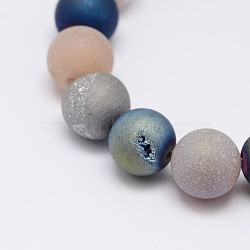 Electroplate Natural Agate Bead Strands, Round, Grade A, Mixed Color, 8mm, Hole: 1mm, about 23pcs/strand, 7.5 inch(X-G-J349-B-8mm)
