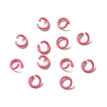 Zinc Alloy Open Jump Rings, Baking Painted, Ring, Flamingo, 6x1mm, 18 Gauge, Inner Diameter: 4mm, about 100pcs/bag