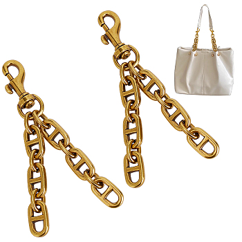 Alloy Mariner Link Chain Purse Strap Extenders, with Swivel Eye Bolt Snap Hooks, Antique Golden, 12cm
