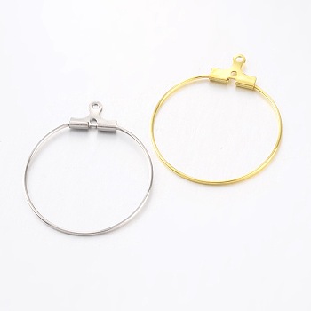 Rack Plating Brass Ring Pendants, Hoop Earring Findings, Mixed Color, 21 Gauge, 30x25mm, Hole: 1mm, Pin: 0.7mm(21 Gauge)