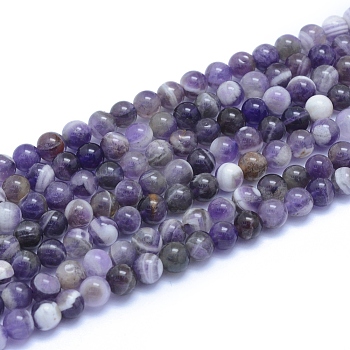 Natural Amethyst Beads Strands, Round, 6~6.5mm, Hole: 0.8mm, about 66pcs/strand, 15.35 inch(39cm)