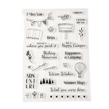 TPR Words Transparent Stamps, for DIY Scrapbooking, Photo Album Decorative, Cards Making, Holiday Pattern, 21x15x0.3cm, Pattern: 4~74x9~94mm.