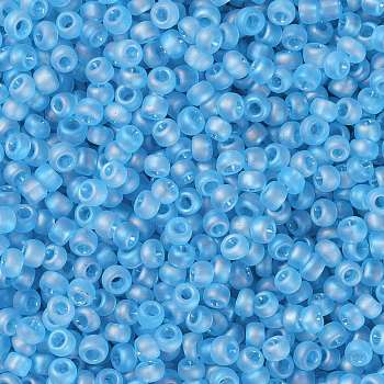 TOHO Round Seed Beads, Japanese Seed Beads, (163F) Matte Transparent AB Aqua, 8/0, 3mm, Hole: 1mm, about 1110pcs/50g