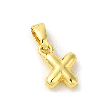 Rack Plating Brass Charms, Real 18K Gold Plated, Long-Lasting Plated, Cadmium Free & Lead Free, Letter X, 11x7x2.5mm, Hole: 5x2.5mm