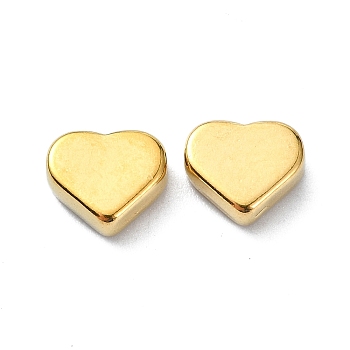 Ion Plating(IP) 304 Stainless Steel Beads, Heart, Real 18K Gold Plated, 7x8x3mm, Hole: 1.4mm