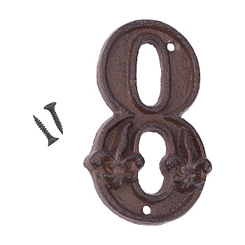Iron Home Address Number, with 2pcs Screw, Num.8, 119x73.5x10.5mm, Hole: 4.5mm
