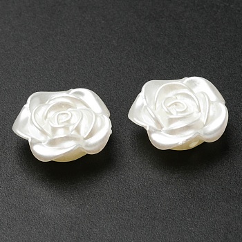 Opaque Resin Imitation Pearls Beads, Rose Flower, Beige, 18.5x19x7mm, Hole: 1.8mm