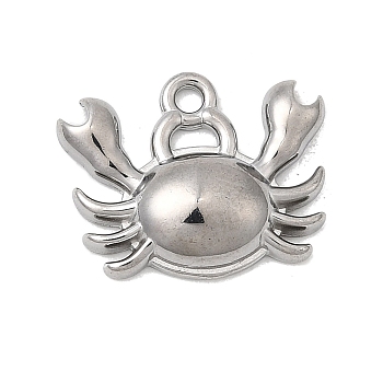 Marine Organism Theme 304 Stainless Steel Charms, Stainless Steel Color, Crab, 11x13.5x3mm, Hole: 1.2mm