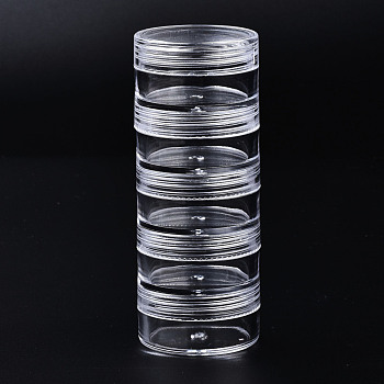 Polystyrene Bead Storage Containers, with 5 Compartments Organizer Boxes, for Jewelry Beads Small Accessories, Column, Clear, 4x10cm, compartment: 3.4x1.9cm