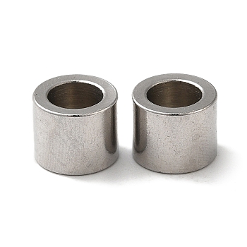 304 Stainless Steel European Beads, Large Hole Beads, Column, Stainless Steel Color, 10x8mm, Hole: 6.5mm