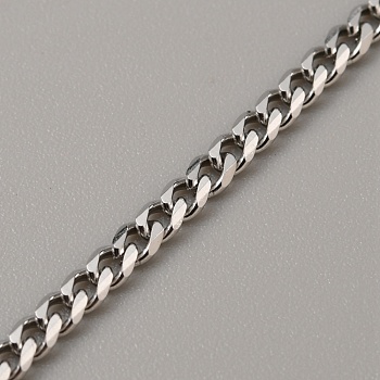 304 Stainless Steel Cuban Link Chains, Unwelded, with Spool, Stainless Steel Color, 3.5x3x1mm, about 82.02 Feet(25m)/Roll