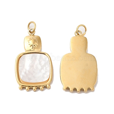 Real 14K Gold Plated White Square Stainless Steel+Shell Pendants