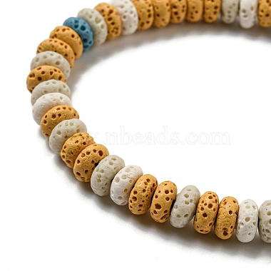 bracelet de perles tressées réglable en pierre de lave naturelle teint en disque(BJEW-G691-01A)-2