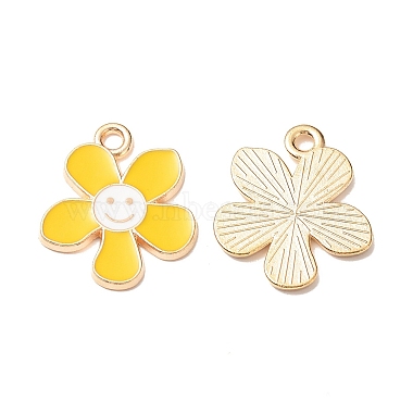 Golden Gold Flower Alloy+Enamel Pendants