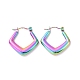 Ion Plating(IP) Rainbow Color 304 Stainless Steel Rhombus Hoop Earrings for Women(EJEW-G293-21M)-1