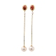 Round Natural Pearl Stud Earrings for Women(EJEW-E303-03G)-1