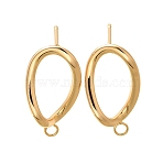Brass Stud Earrings, Real 18K Gold Plated, 19.5x11mm, Hole: 2mm, Pin: 1x10mm(KK-K294-32G)
