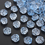 Transparent Baking Paint Glass Beads, Rose, Light Sky Blue, 12.5x14x9mm, Hole: 1.2mm(X-GLAA-S190-022-A03)