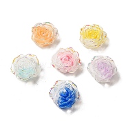 Transparent Resin Cabochons, Flower, AB Color Plated, Mixed Color, 24x20x8mm(CRES-M014-17)