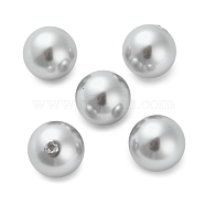 Baking Painted Pearlized Glass Pearl Round Beads, Silver, 14mm, Hole: 1.4mm(HY-Q001-02C-04)