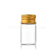 Glass Bottles Bead Containers, Screw Top Bead Storage Tubes with Golden Plated Aluminum Cap, Column, Clear, 2.2x4cm, Capacity: 8ml(0.27fl. oz)(CON-WH0085-78C)
