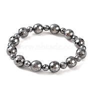 Faceted Round Terahertz Stone Beaded Stretch Bracelets for Women Men, Inner Diameter: 2-1/8 inch(5.5cm)(BJEW-H590-02)