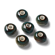 Handmade Porcelain Beads, Rondelle, Dark Slate Gray, 12x7mm, Hole: 3.3mm(PORC-L080-B02)