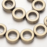 Electroplate Non-magnetic Synthetic Hematite Beads Strands, Ring, Antique Bronze Plated, 14x4mm, Hole: 1mm, about 29pcs/strand, 15.7 inch(G-F300-04-06)