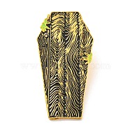 Gothic Halloween Enamel Pin, Golden Alloy Brooch for Backpack Clothes, Wood Grain Pattern, 40x20x1.5mm(JEWB-C006-03C-G)