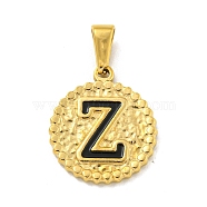 Ion Plating(IP) 304 Stainless Steel Enamel Pendants, Golden, Flat Round with Letter Charm, Letter Z, 21x18x2mm, Hole: 8x3.5mm(STAS-R231-19Z-G)