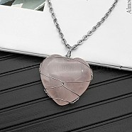 Natural Rose Quartz Pendant Necklaces, 19.69 inch(50cm)(CY8832-5)