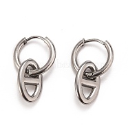 Soda Pull Tab Earrings, 304 Stainless Steel Huggie Hoop Earring, Oval, Stainless Steel Color, 22mm, Pin: 0.8mm(EJEW-JE04398)