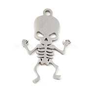 201 Stainless Steel Pendants, Skull, Stainless Steel Color, 22x13.5x1mm, Hole: 1.5mm(STAS-E015-20P)