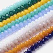 HOBBIESAY 10 Strands Imitation Jade Glass Beads Strands, Faceted, Rondelle, Mixed Color, 3.5~4x2.5~3mm, Hole: 0.5mm, about 123~127pcs/strand, 12.60 inch~12.99 inch(32~33cm)(GLAA-HY0001-28)