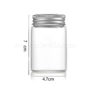Column Glass Screw Top Bead Storage Tubes, Clear Glass Bottles with Aluminum Lips, Silver, 4.7x7cm, Capacity: 90ml(3.04fl. oz)(CON-WH0086-094C-01)