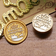 Merry Christmas Series Wax Seal Brass Stamp Head, for Wax Seal Stamp, Golden, Word, 25x14mm, Inner Diameter: 7.5mm(AJEW-M037-01G-01)