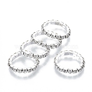 Iron Finger Rings, with Rhinestone, Platinum, Crystal, Size 5, Inner Diameter: 16mm(RJEW-R136-01)