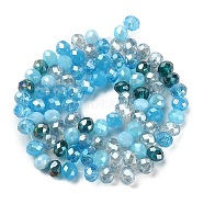 Electroplate Glass Beads Strands, Faceted, Rondelle, Deep Sky Blue, 5.5~6x5mm, Hole: 1mm, about 90~92pcs/strand, 16.54 inch~16.93 inch(42~43cm)(EGLA-YW0002-D05)