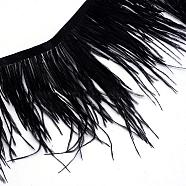 Fashion Ostrich Feather Cloth Strand Costume Accessories, Black, 100~150mm, about 10m/bag(FIND-R030-10-15cm-17)