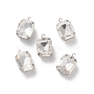 Rhinestone Pendants, with Brass Findings, Rectangle, Crystal, 13x8x5.5mm, Hole: 1.2mm(RGLA-P038-02P-06)