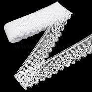 7.5 Yards Polyester Lace Trim, Flower Trimming, for Garment Accessories, White, 2-5/8 inch(68mm)(OCOR-BC0006-51)