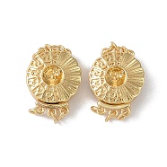 Rack Plating Brass Box Clasps, 3-Strand, 6-Hole, Flower, Real 18K Gold Plated, 21x16x7mm, Hole: 2.4mm(KK-G494-02G)