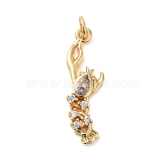 Rack Plating Brass Micro Pave Cubic Zirconia Pendants, Cadmium Free & Lead Free, Long-Lasting Plated, Lobster, Real 18K Gold Plated, 26.5x9x3mm, Hole: 3.2mm(KK-P241-06G)