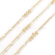 Brass Ball Beaded Link Chains, Unwelded, with Spool, Real 18K Gold Plated, 2x1.2x0.4mm, 20x4x4mm(CHC-M025-50G)