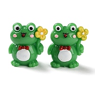 Cartoon Cute Resin 3D Frog Figurines, for Home Office Desktop Decoration, Sea Green, 36x32x19.5mm(RESI-Z024-01A)