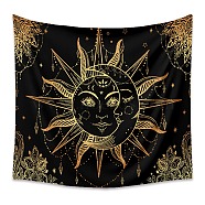 Polyester Tapestry Wall Hanging, Sun and Moon Psychedelic Wall Tapestry with Art Chakra Home Decorations for Bedroom Dorm Decor, Rectangle, Gold, 730x950mm(PW23040442082)